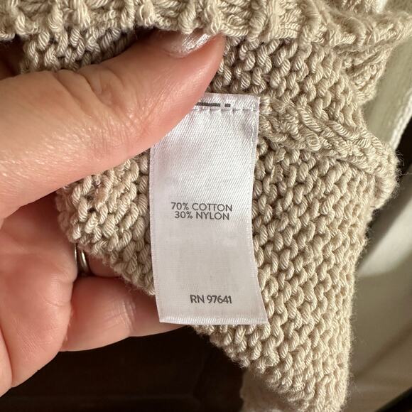 J.JILL | Purejill Lightweight Neutral Colorblock Cotton Blend Sweater  Sz Medium - Picture 4 of 5